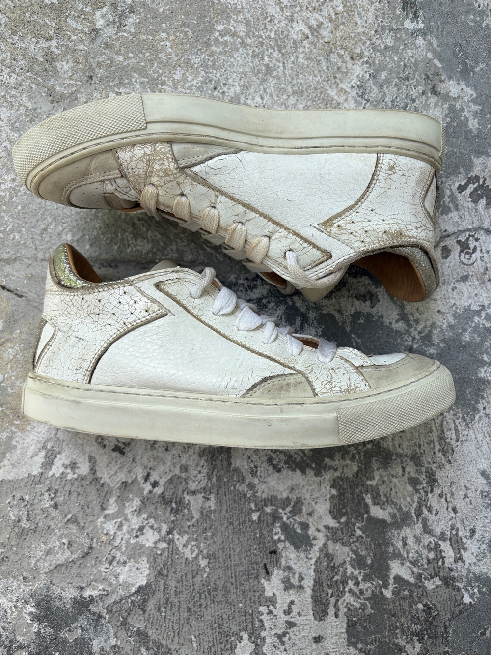 M M 6 Maison Margiela distressed crackling finish sneakers